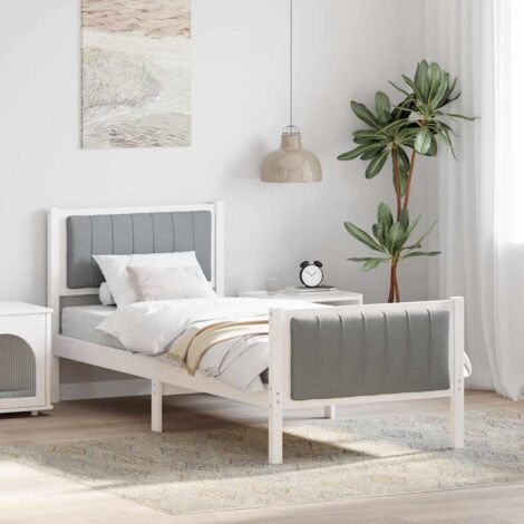 Bed frame White and light grey 80 x 200 cm Solid pine wood vidaXL (1/5)