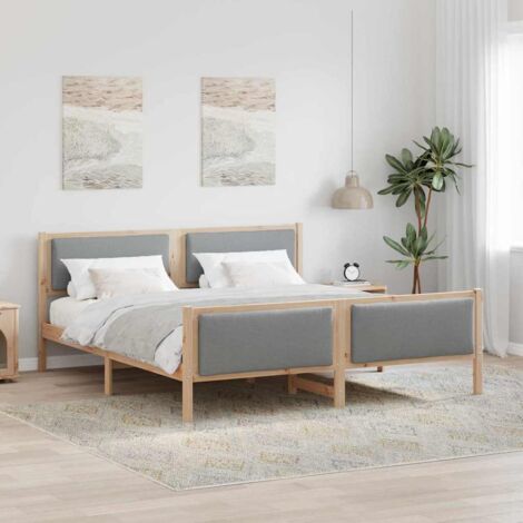 Bed Frame with Headboard Light Grey 180 x 200 cm Fabric vidaXL (1/5)