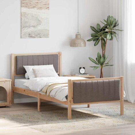 Bed frame Brown and taupe 90 x 200 cm Solid pine wood vidaXL (1/5)