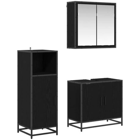 Bathroom Furniture Set 3 pcs Black Oak Engineered Wood vidaXL (1/5)