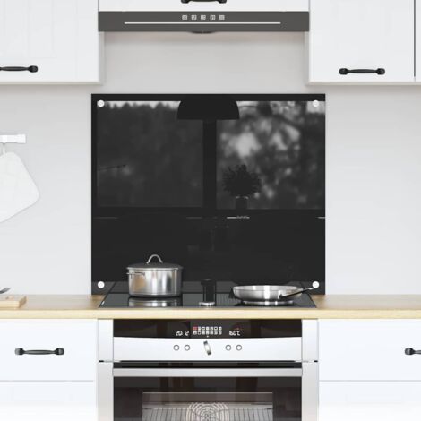 Kitchen Backsplash Black 70 x 60 cm Tempered Glass vidaXL