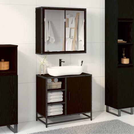 Bathroom Furniture Set 2 pcs Black Oak Engineered Wood vidaXL (1/5)