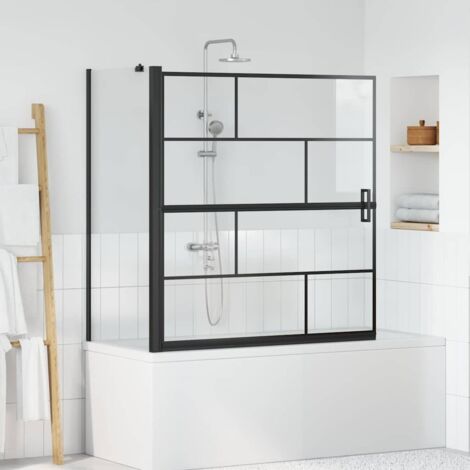 Bath Shower Screen Black and Transparent 116 x 68 x 128 cm vidaXL