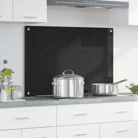 Kitchen Backsplash Black 90 x 60 cm Tempered Glass vidaXL