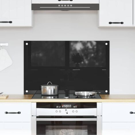 Kitchen Backsplash Black 80 x 50 cm Tempered Glass vidaXL