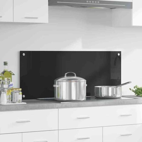 Kitchen Backsplash Black 100 x 40 cm Tempered Glass vidaXL