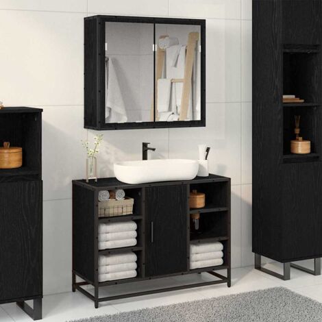 Bathroom Furniture Set 2 pcs Black Oak Engineered Wood vidaXL (1/5)