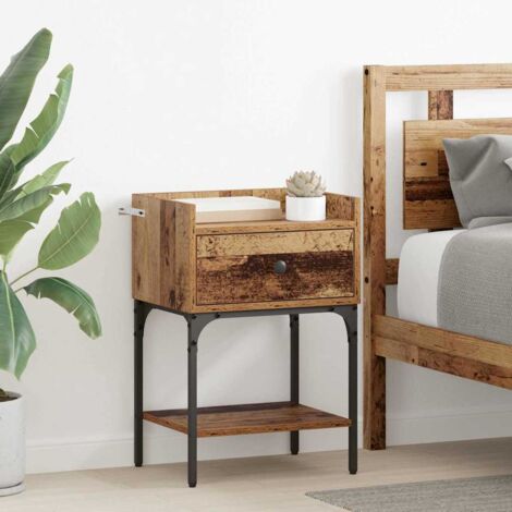 Bedside Table 2 pcs Old Wood 40 x 29 x 60 cm Engineered Wood vidaXL (1/5)