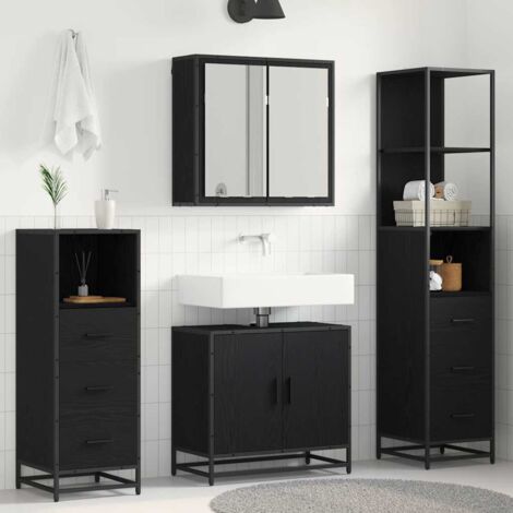 Bathroom Furniture Set 4 pcs Black Oak Engineered Wood vidaXL (1/5)