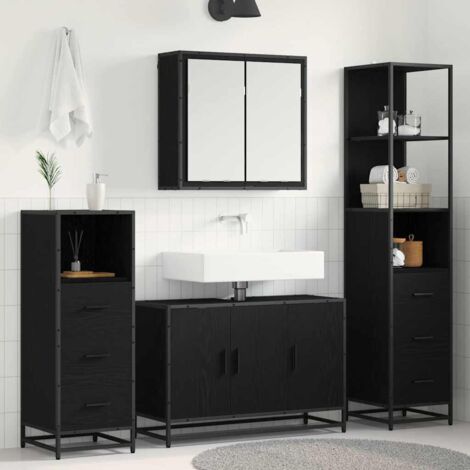 Bathroom Furniture Set 4 pcs Black Oak Engineered Wood vidaXL (1/5)