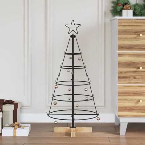 Christmas Cone Tree with Stand Black 90 cm Steel vidaXL