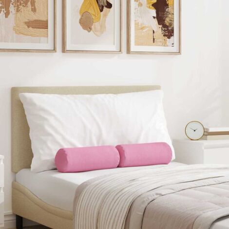 Bolster Pillows 2 pcs Pink Ø 15 x 40 cm Fabric vidaXL