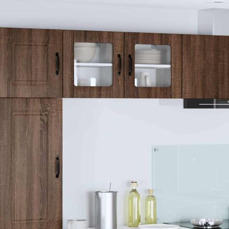 Wall Glass Cabinet LUCCA Brown Oak 40 x 31 x 40 cm vidaXL