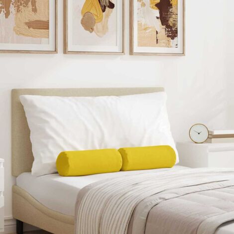 Bolster Pillows 2 pcs Light Yellow Ø 15 x 40 cm Fabric vidaXL (1/5)