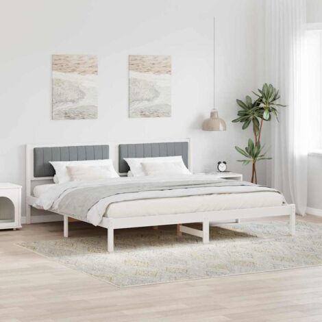 Bed Frame Light Grey 200 x 200 cm Solid Pine Wood vidaXL (1/5)