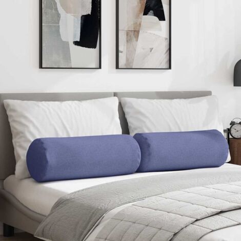 Bolster Pillows 2 pcs Jeans Blue Ø 25 x 70 cm Fabric vidaXL