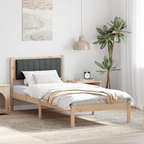 Bed Frame with Upholstered Headboard Dark Grey 90 x 190 cm vidaXL (1/5)