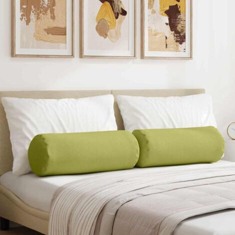 Bolster Pillows 2 pcs Light Green Ø 25 x 70 cm Fabric vidaXL