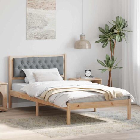 Bed Frame Light Grey 100 x 200 cm Solid Pine Wood vidaXL (1/5)