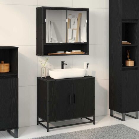 Bathroom Sink Cabinet Black Oak 65 x 33 x 60 cm Engineered wood vidaXL (1/5)