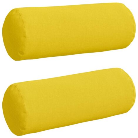 Bolster Pillows 2 pcs Light Yellow Ø 25 x 70 cm Fabric vidaXL