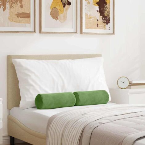 Bolster Pillows 2 pcs Light Green Ø 15 x 40 cm Corduroy Fabric vidaXL