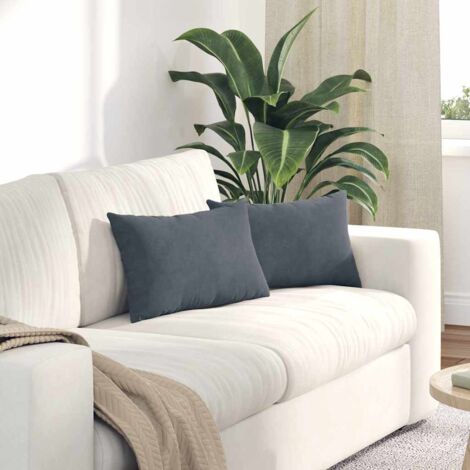 Sofa Pillows 2 pcs Dark grey 50 x 30 cm Corduroy Fabric vidaXL