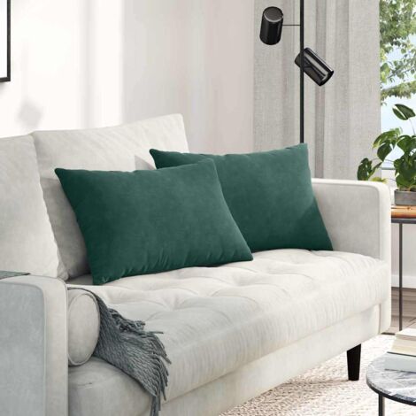 Sofa Pillows 2 pcs Dark green 60 x 40 cm Corduroy Fabric vidaXL