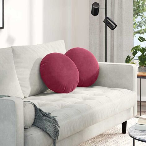 Seat Cushions 2 pcs Wine Red Ø 40 x 13 cm Velvet vidaXL
