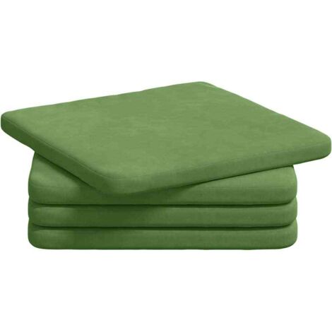 Seat Cushions 4 pcs Light Green 40 x 40 x 3 cm Velvet vidaXL