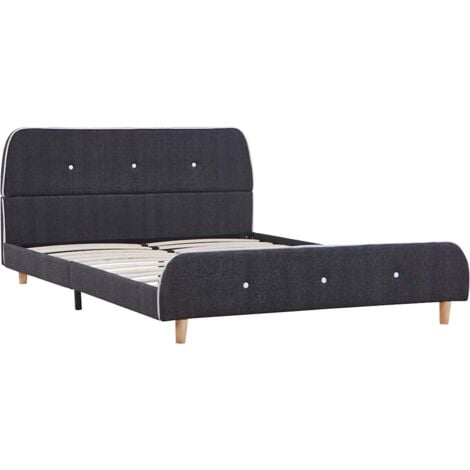 Bed Frame without Mattress Dark Grey Fabric 135x190 cm Double vidaXL