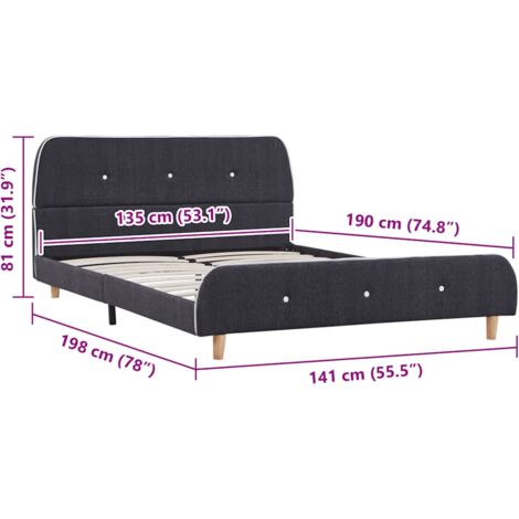 Bed Frame without Mattress Dark Grey Fabric 135x190 cm Double vidaXL