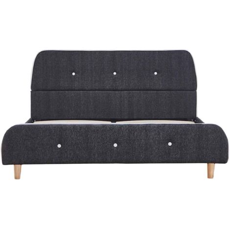 Bed Frame without Mattress Dark Grey Fabric 135x190 cm Double vidaXL