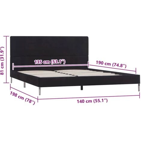 Bed Frame without Mattress Black Fabric 135x190 cm Double vidaXL