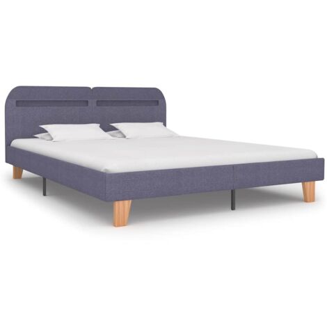 Bed Frame with LED without Mattress Light Grey Fabric 150x200 cm King Size vidaXL