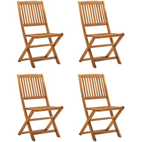 Outdoor Chair  Set of 4  Natural  Solid Acacia wood  Standard vidaXL