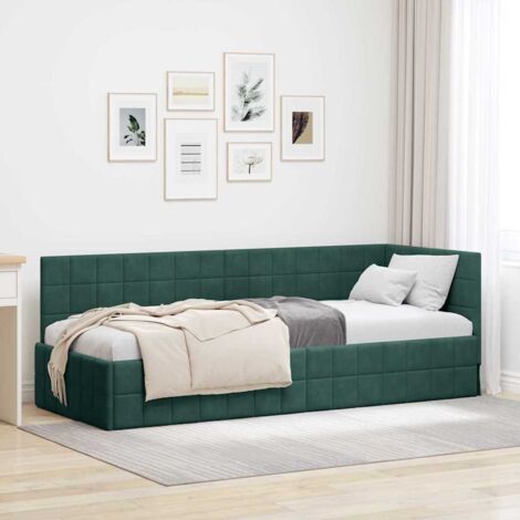 Corner Bed Frame Dark Green 80 cm x 200 cm Velvet vidaXL