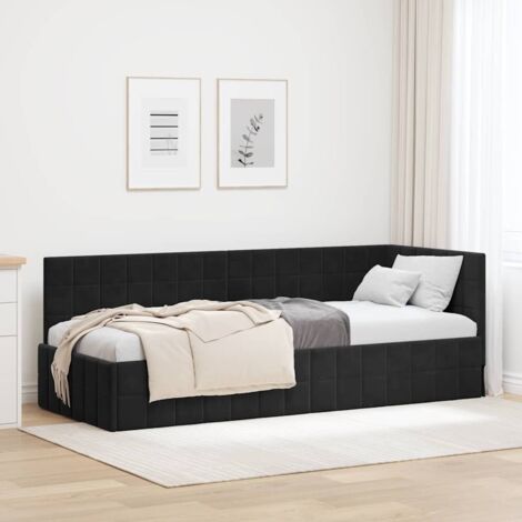 Corner Bed Frame with Headboard Black 80 cm x 200 cm Velvet vidaXL