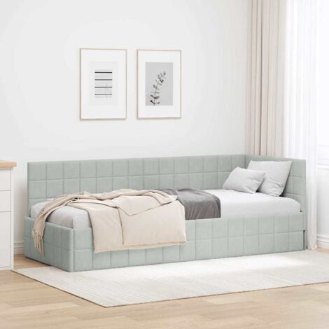 Corner Bed Frame Light Grey 80 cm x 200 cm Velvet vidaXL