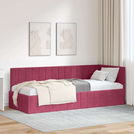 Corner Bed Frame with Headboard Wine Red 80 cm x 200 cm Velvet vidaXL