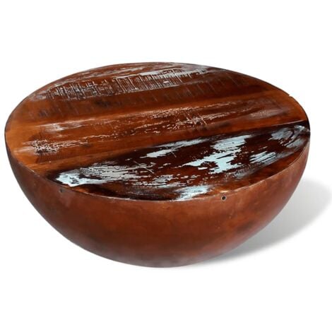 Coffee Table Bowl-shaped with Steel Base Solid Reclaimed Wood vidaXL