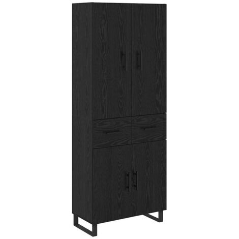 Highboard with Drawer 2 pcs Black Oak 69.5 x 34 x 180 cm vidaXL