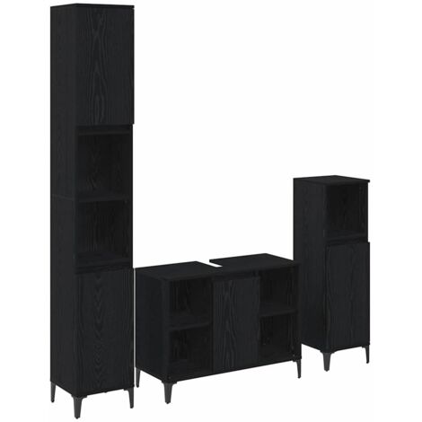 Bathroom Furniture Set 3 pcs Black oak Engineered wood vidaXL (1/5)