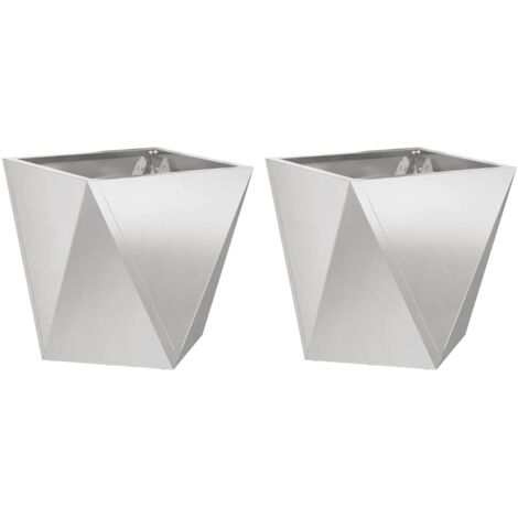 Planter 2 pcs Silver 50 x 50 x 50 cm Stainless Steel vidaXL