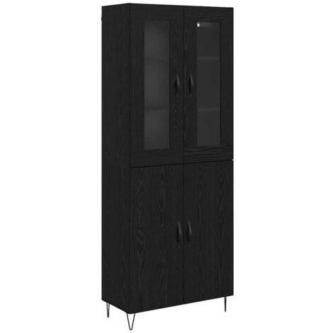 Highboard White and Black Oak 69.5 x 34 x 180 cm vidaXL (1/5)