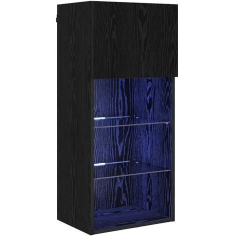 Wall-mounted TV Cabinet Wall-mounted Black Oak Engineered Wood vidaXL (1/5)