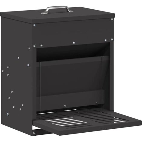 Chicken Treadle Feeder Black 33 x 42 x 40 cm Cold-Rolled Steel vidaXL