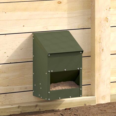 Chicken Feeder Olive Green 21 x 16 x 33 cm Cold-Rolled Steel vidaXL