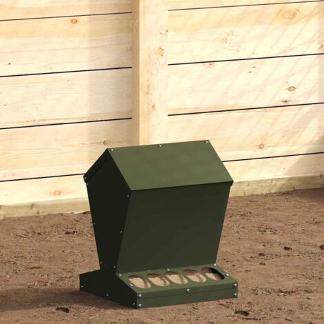 Chicken Feeder Olive Green 30 x 30 x 39 cm Cold-Rolled Steel vidaXL