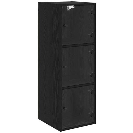 Wall Cabinet Black Oak 35 x 37 x 102 cm Engineered Wood vidaXL